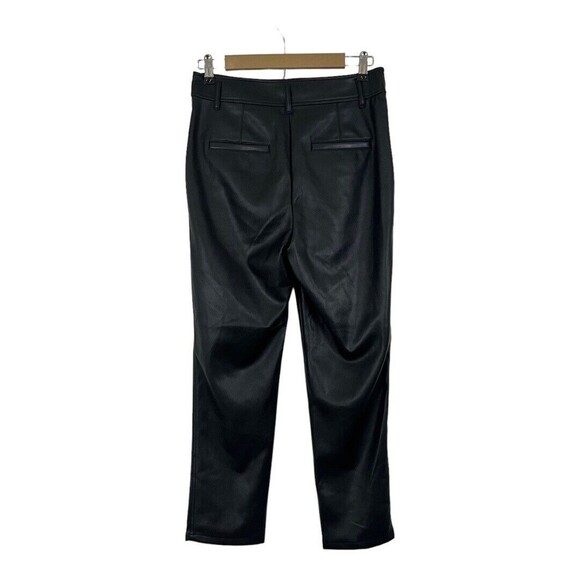LOFT Womens Size 4 Black Faux Leather Taper Leg Pants - Picture 3 of 5